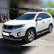 Пороги труба с проступью 76 мм Kia Sorento 2012-2021