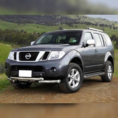 Дуга передняя по низу бампера (с доп. накладками 4 шт) 76 мм Nissan Pathfinder 2010-2014