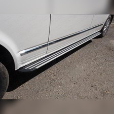 Пороги алюминиевые Slim Line Silver 2120 мм Volkswagen T6 Caravelle 2015-нв