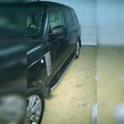 Комплект алюминиевых порогов с пластмассовой накладкой Range Rover 2002-2012, модель "Alyans"