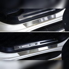 Накладки на пороги с загибом (лист шлифованный) Lexus LX 450d (кроме F-Sport) 2015-нв