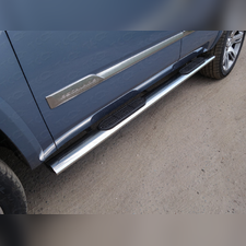 Пороги овальные с накладкой 120х60 мм Cadillac Escalade 2015-2020