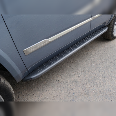 Пороги алюминиевые с пластиковой накладкой (карбон черные) 1920 мм Cadillac Escalade 2015-2020