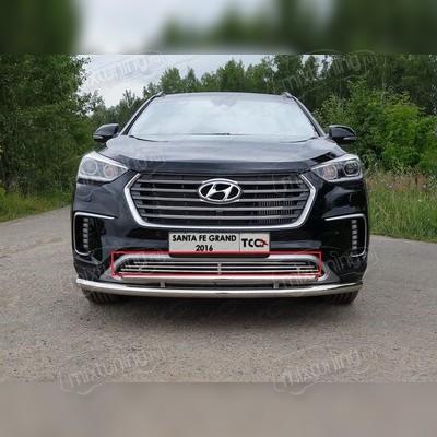 Накладка на решетку переднего бампера 12мм Hyundai Grand Santa Fe 2016-нв