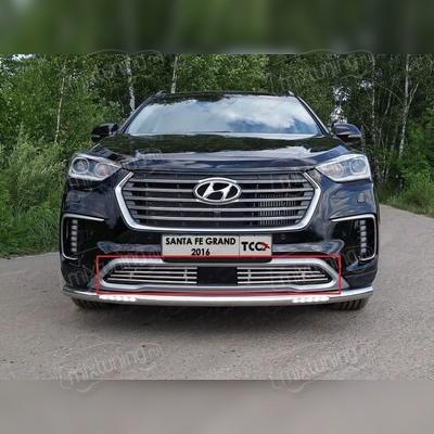 Накладка на решетку переднего бампера 12мм Hyundai Grand Santa Fe 2016-нв