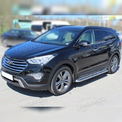 Пороги труба с алюминиевым листом 60 мм Hyundai Grand Santa Fe 2013-2016