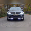 Защита переднего бампера, нижняя (двойная с ходовыми огнями) Volkswagen Touareg 2014-2018