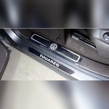 Накладки на внутренние пороги (зеркальные с логотипом ) 2 шт Volkswagen Touareg 2014-2018