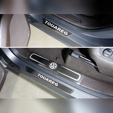 Накладки на пороги (шлифованные надпись) Volkswagen Touareg R-Line 2014-2018