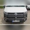 Накладки на передний бампер Volkswagen T6 Transporter 2015-2020 (нержавеющая сталь)
