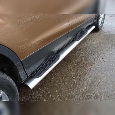Пороги овальные с накладкой 120х60 мм Ford Kuga 2016-нв
